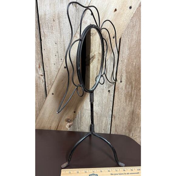 Vintage Whimsical Wrought Iron Silhouette Vanity Mirror Jewelry Holder Earrings - Picture 3 of 11